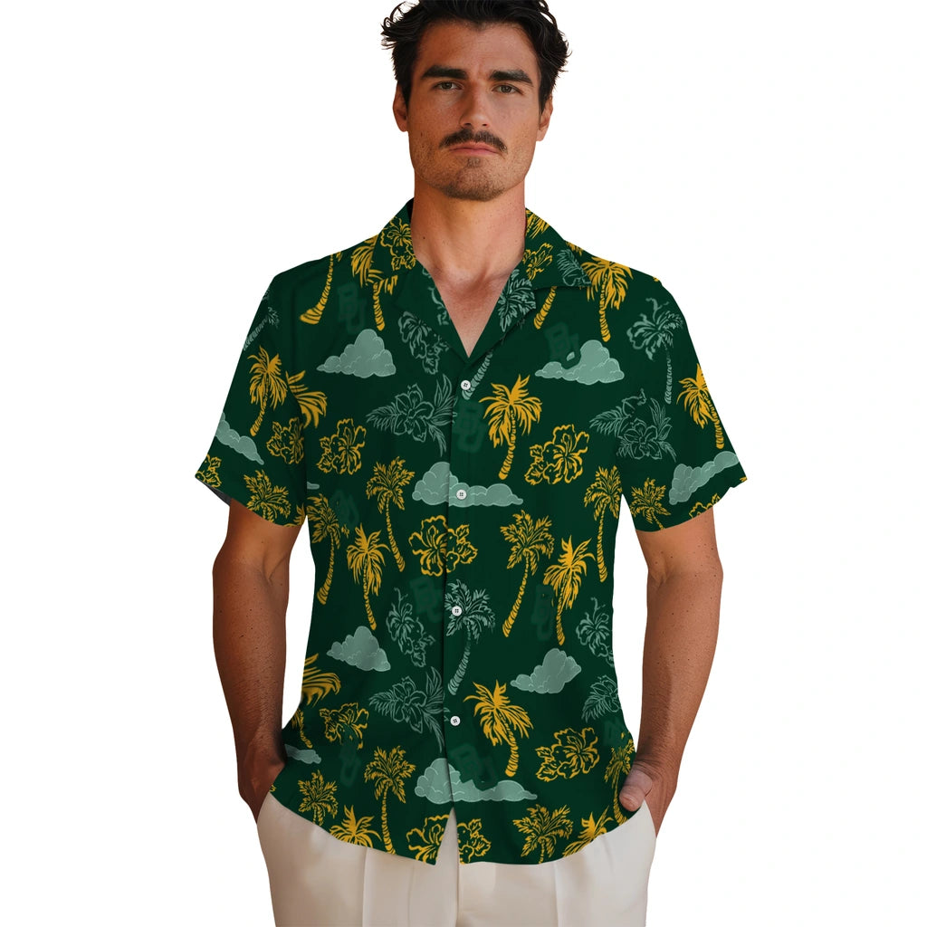 Baylor Bears Hawaiian Shirt - Palm And Clouds | Moonbestprint