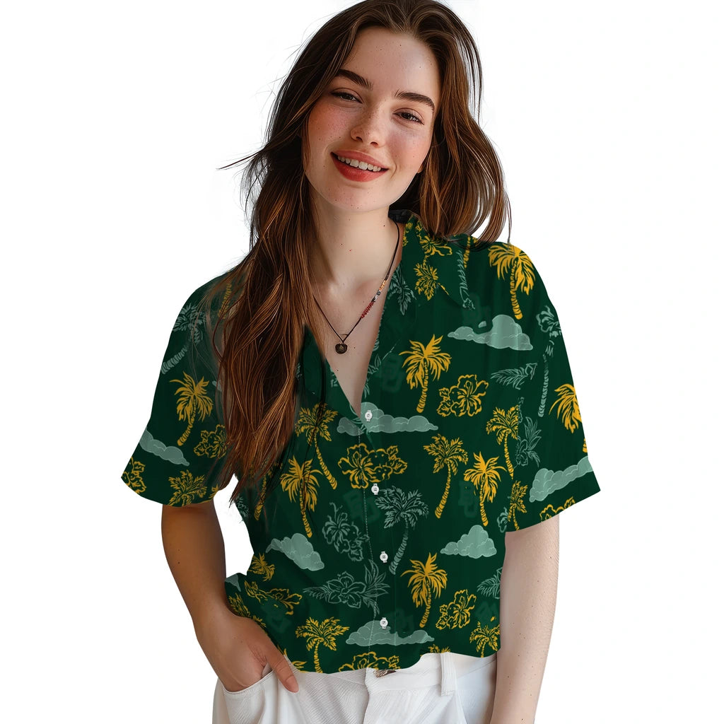 Baylor Bears Hawaiian Shirt - Palm And Clouds | Moonbestprint