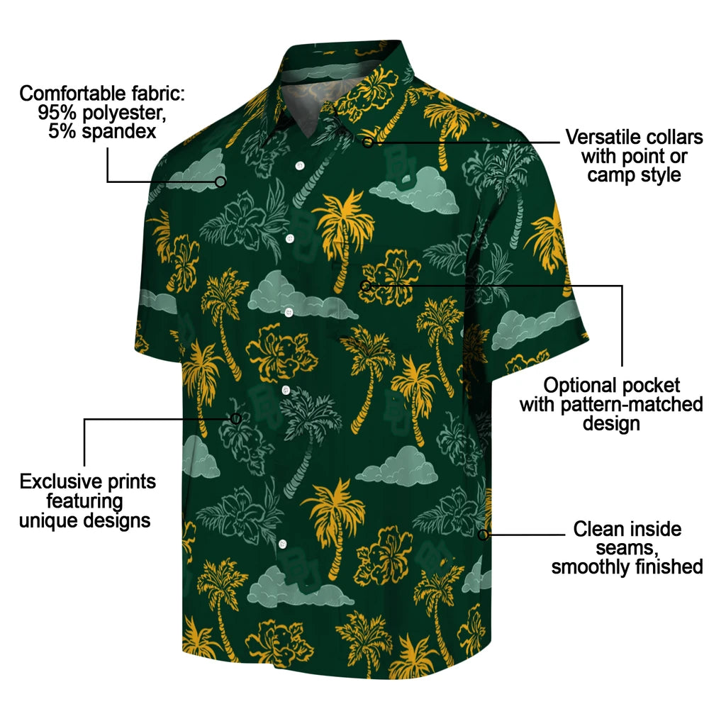 Baylor Bears Hawaiian Shirt - Palm And Clouds | Moonbestprint