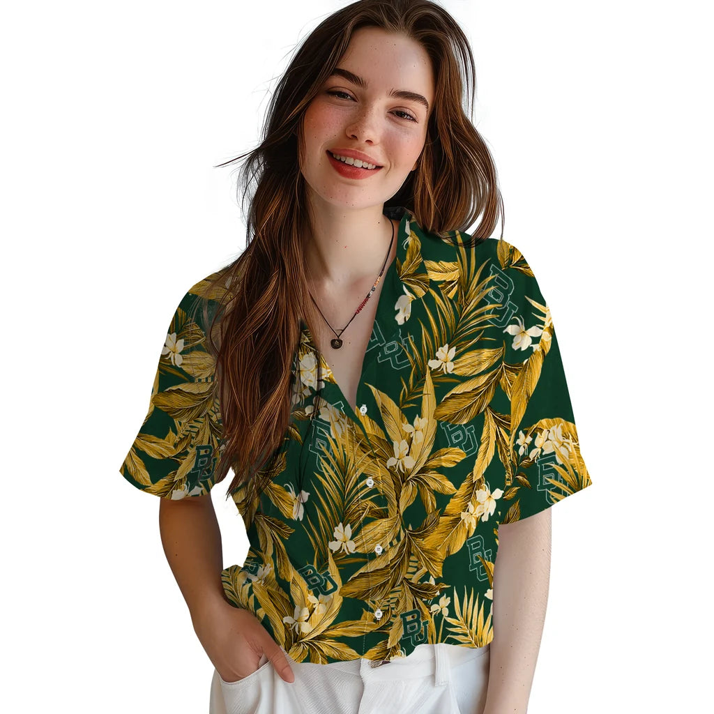 Baylor Bears Hawaiian Shirt - Palm Leaves | Moonbestprint