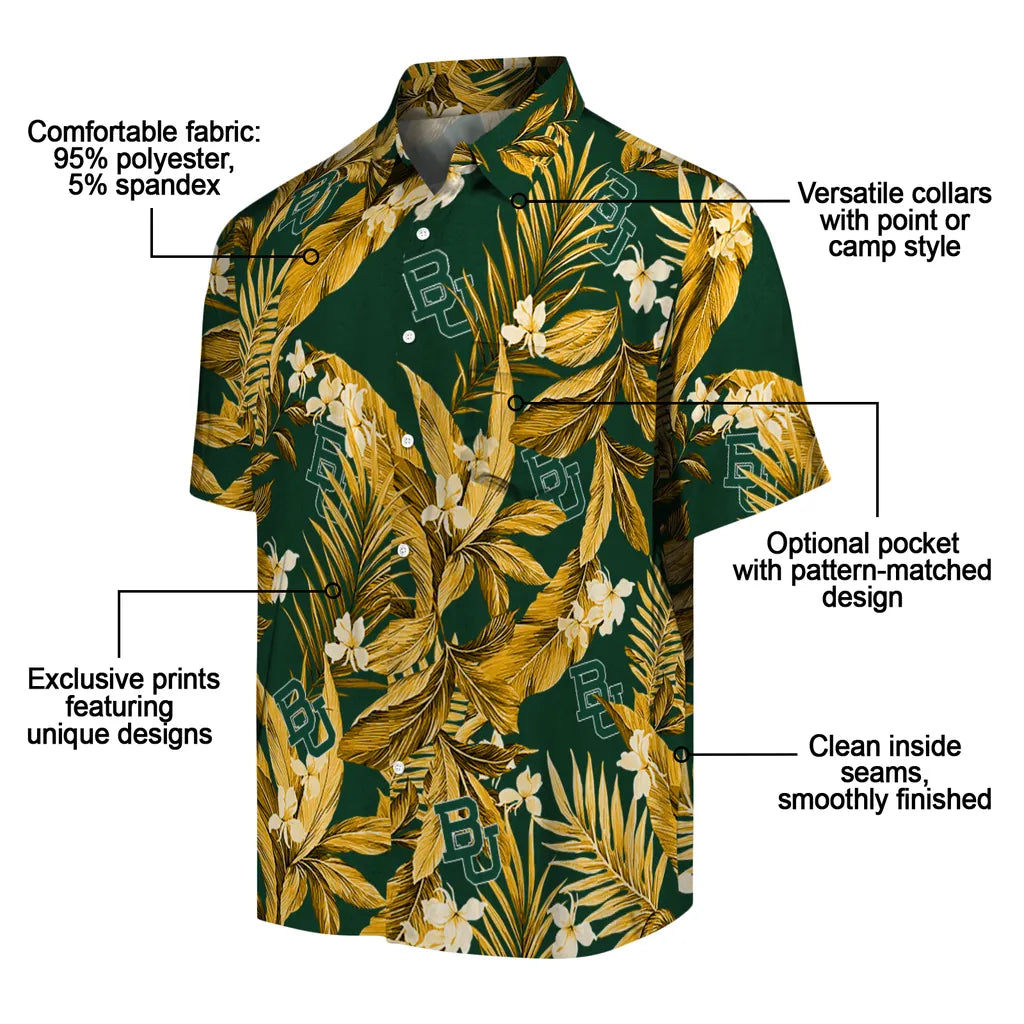 Baylor Bears Hawaiian Shirt - Palm Leaves | Moonbestprint