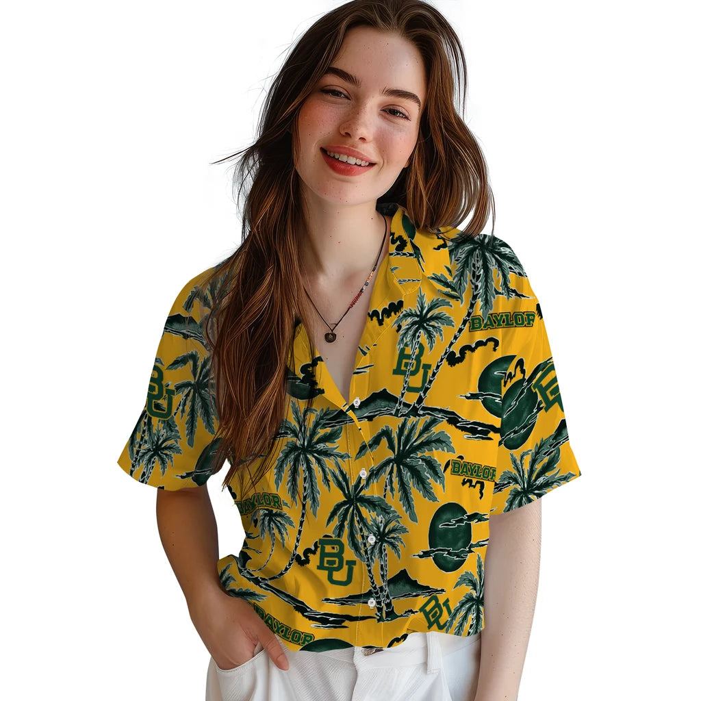 Baylor Bears Hawaiian Shirt - Palm Sunset | Moonbestprint