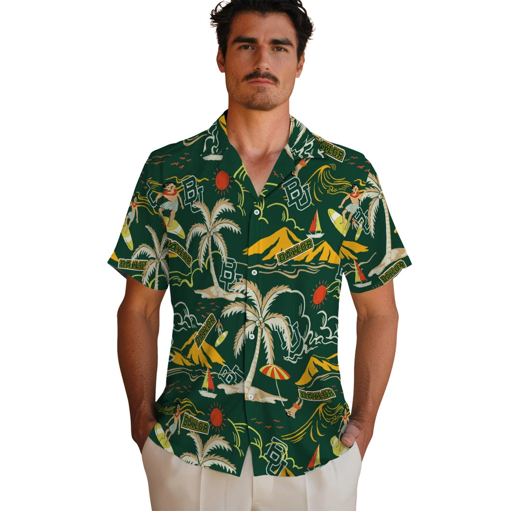 Baylor Bears Hawaiian Shirt - Palm Tree Island | Moonbestprint