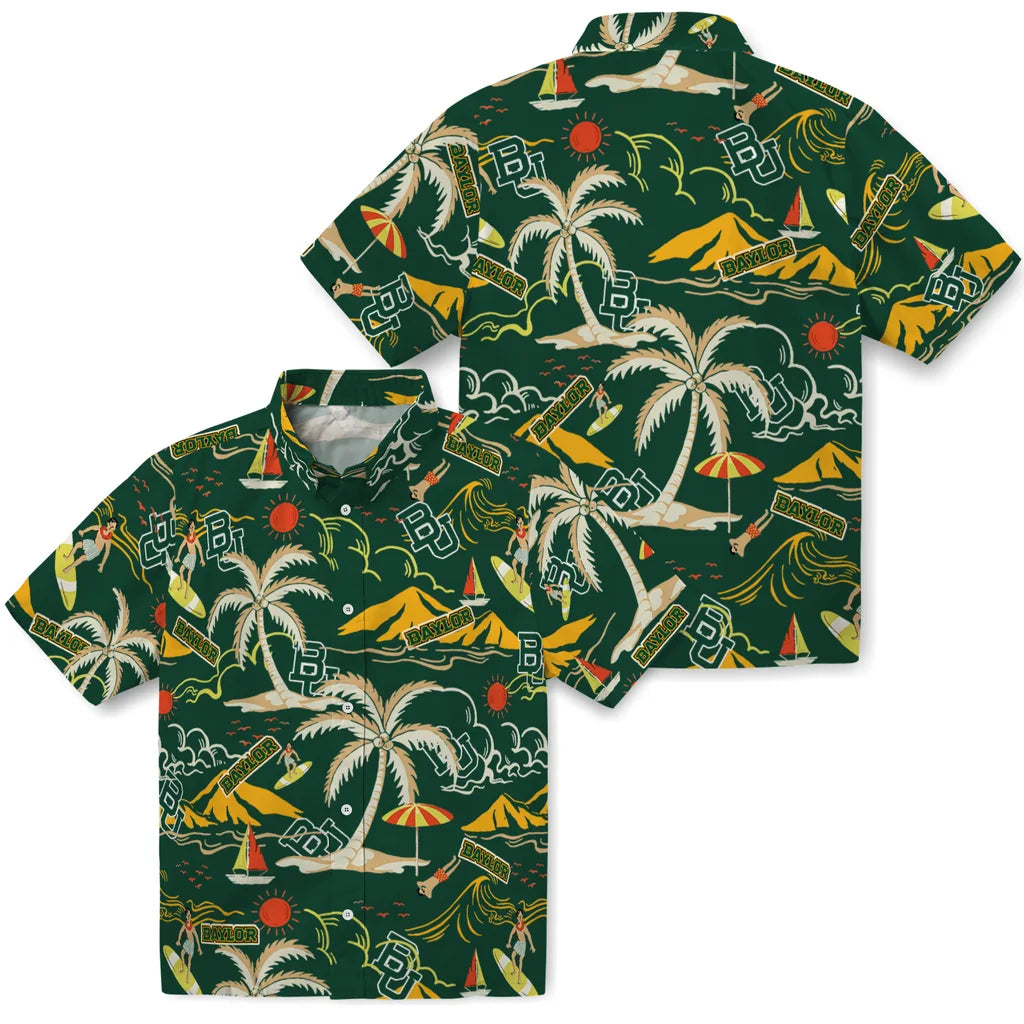 Baylor Bears Hawaiian Shirt - Palm Tree Island | Moonbestprint