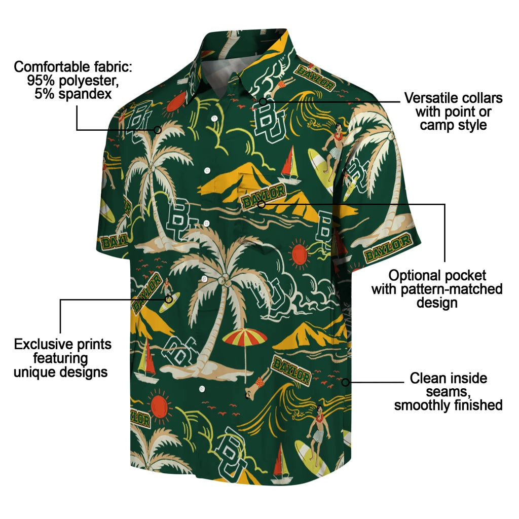 Baylor Bears Hawaiian Shirt - Palm Tree Island | Moonbestprint