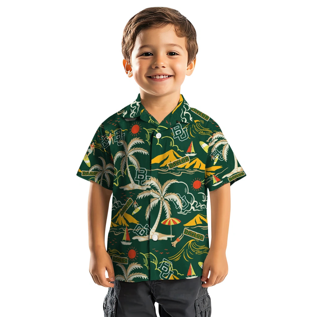 Baylor Bears Hawaiian Shirt - Palm Tree Island | Moonbestprint