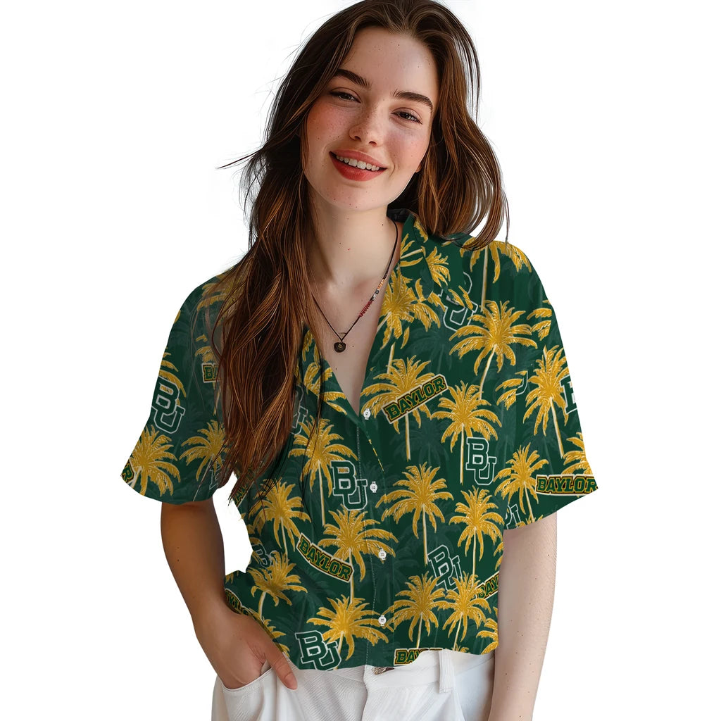 Baylor Bears Hawaiian Shirt - Palm Tree Motif | Moonbestprint