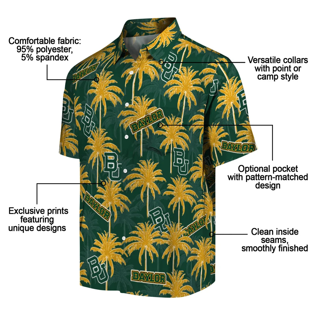 Baylor Bears Hawaiian Shirt - Palm Tree Motif | Moonbestprint