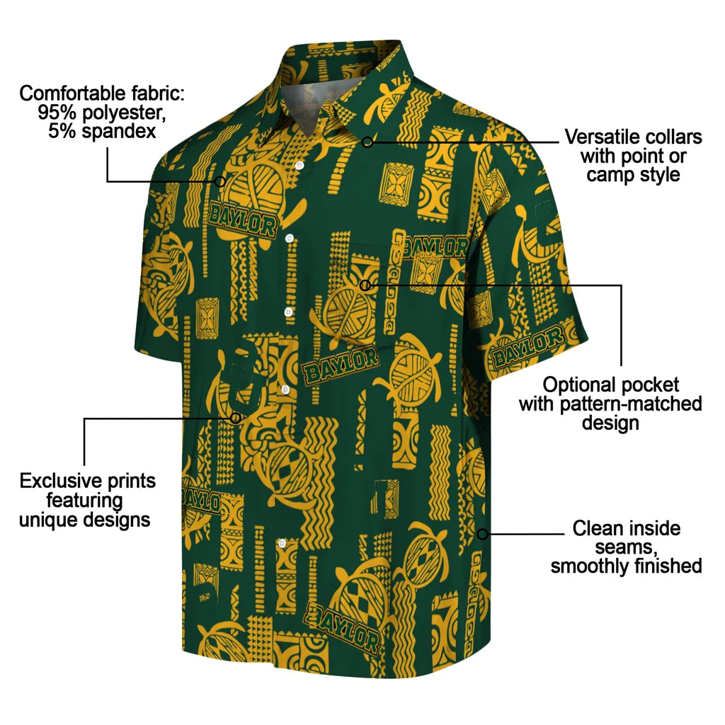 Baylor Bears Hawaiian Shirt - Turtle Lines | Moonbestprint