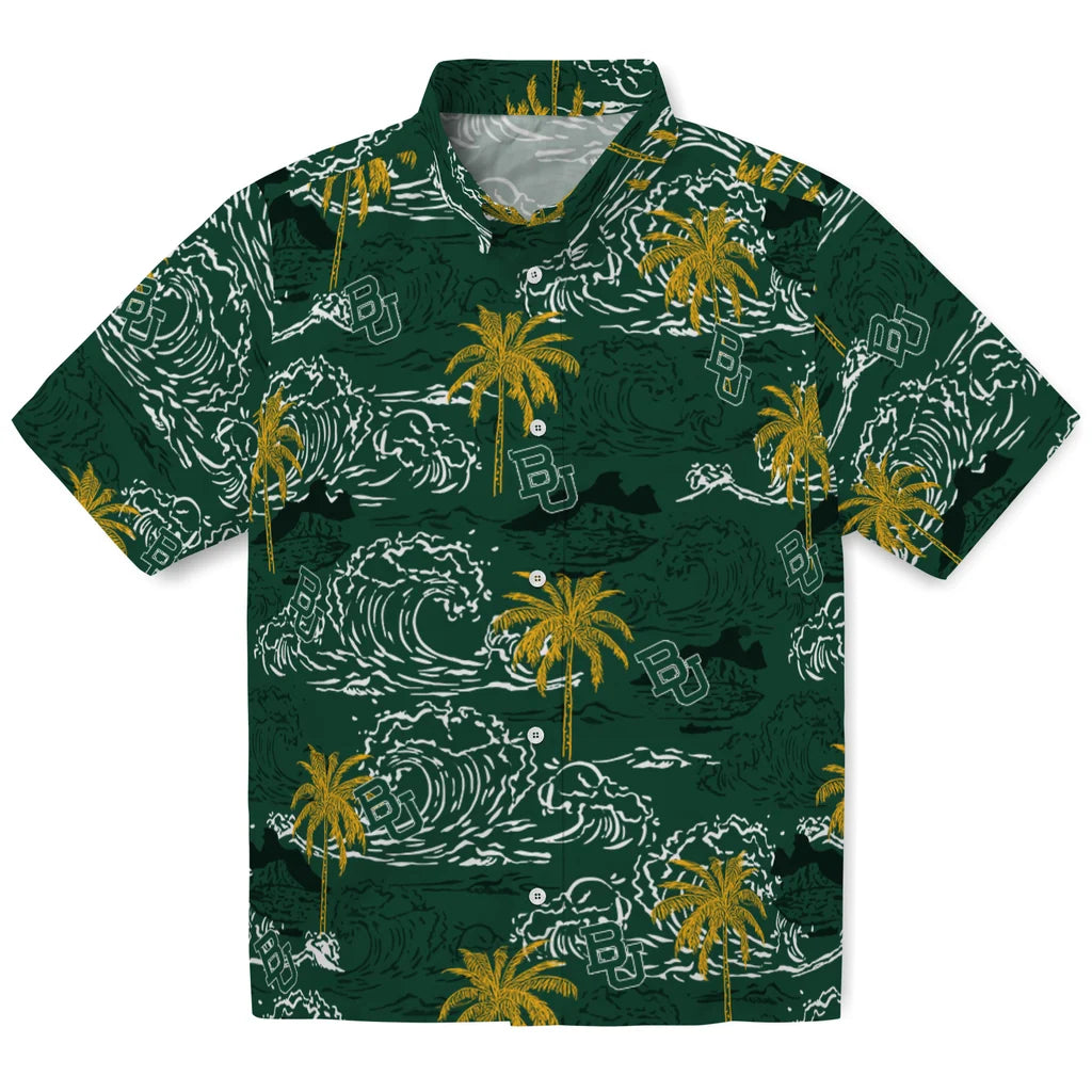 Baylor Bears Hawaiian Shirt - Wave Palm | Moonbestprint