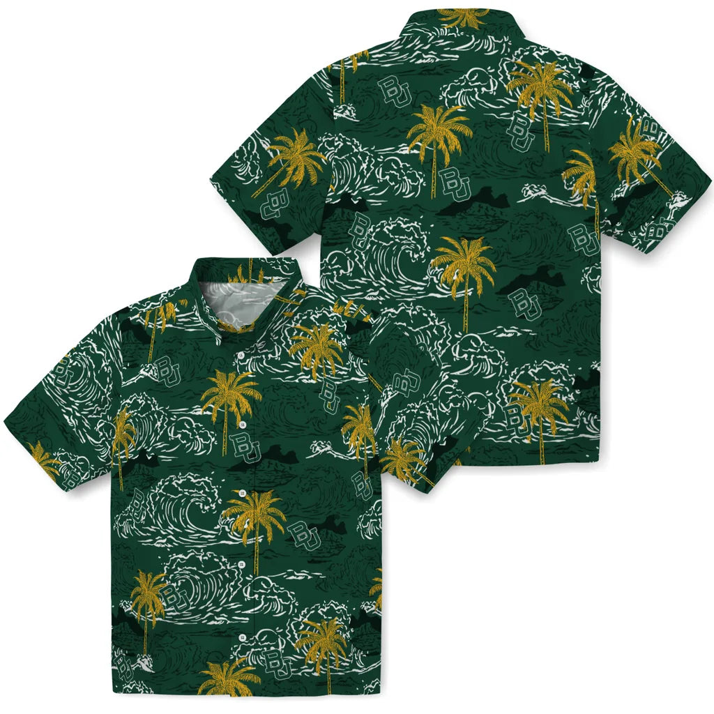Baylor Bears Hawaiian Shirt - Wave Palm | Moonbestprint