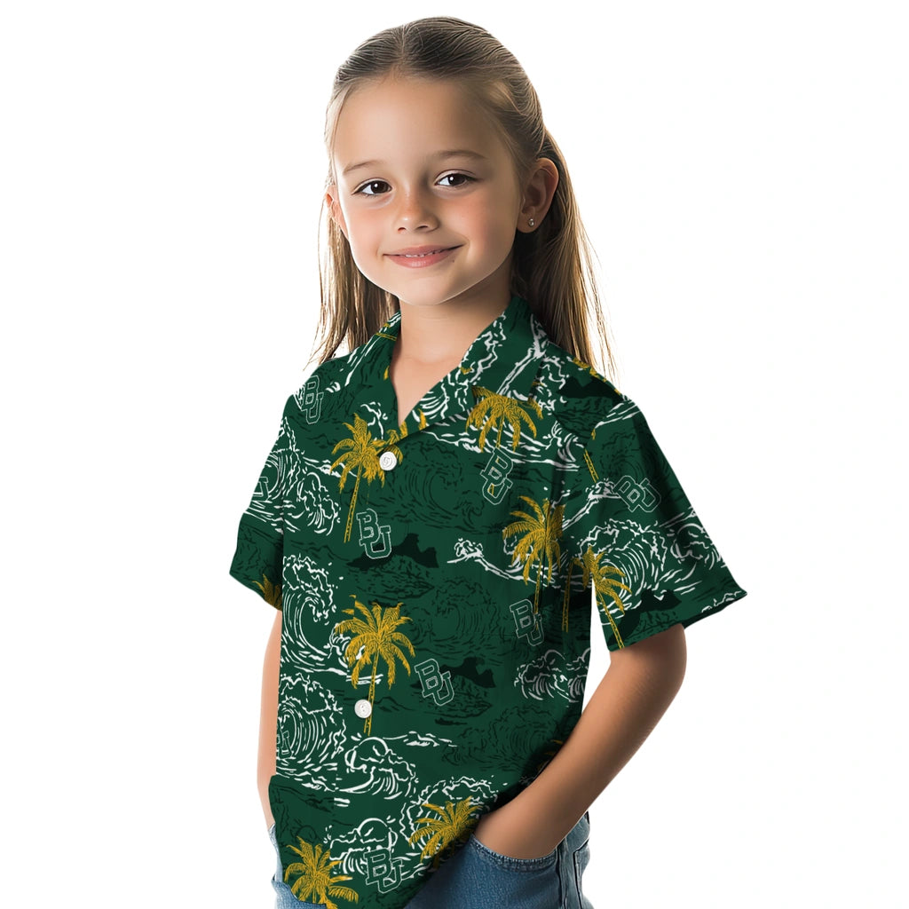 Baylor Bears Hawaiian Shirt - Wave Palm | Moonbestprint