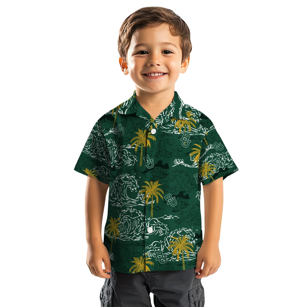 Baylor Bears Hawaiian Shirt - Wave Palm | Moonbestprint