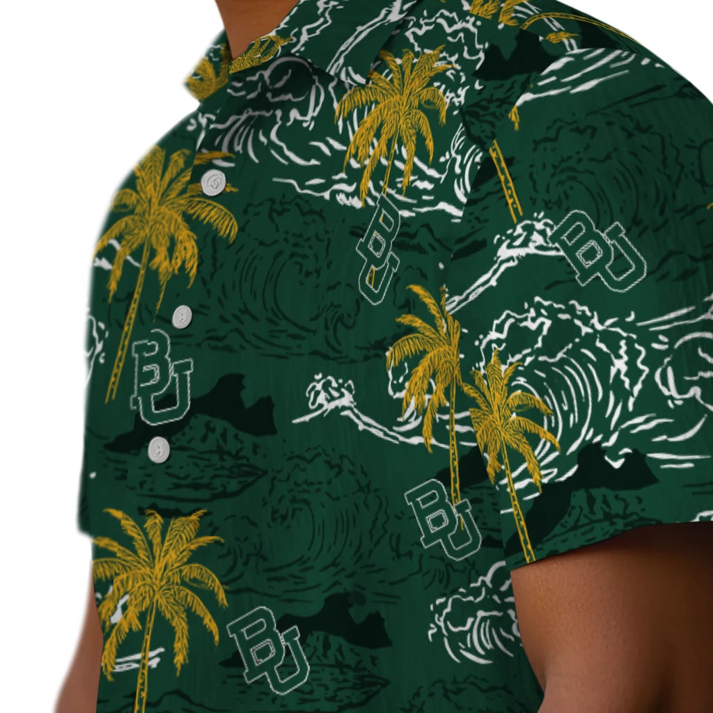 Baylor Bears Hawaiian Shirt - Wave Palm | Moonbestprint