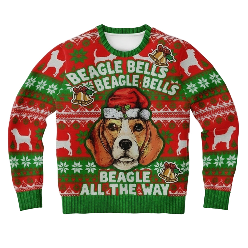 Beagle Bells Tacky Beagle Lover Secret Santa Dog Dad 3d Ugly Christmas Sweater ? Usalast