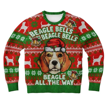 Beagle Bells Tacky Beagle Lover Secret Santa Dog Dad 3d Ugly Christmas Sweater ? Usalast