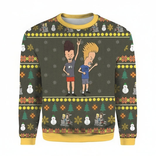 Beavis Butthead Xmas Rock 3d Ugly Christmas Sweater ? Usalast