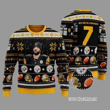 Ben Roethlisberger 7 Pittsburgh Steelers Nfl Christmas Sweater ? Usalast