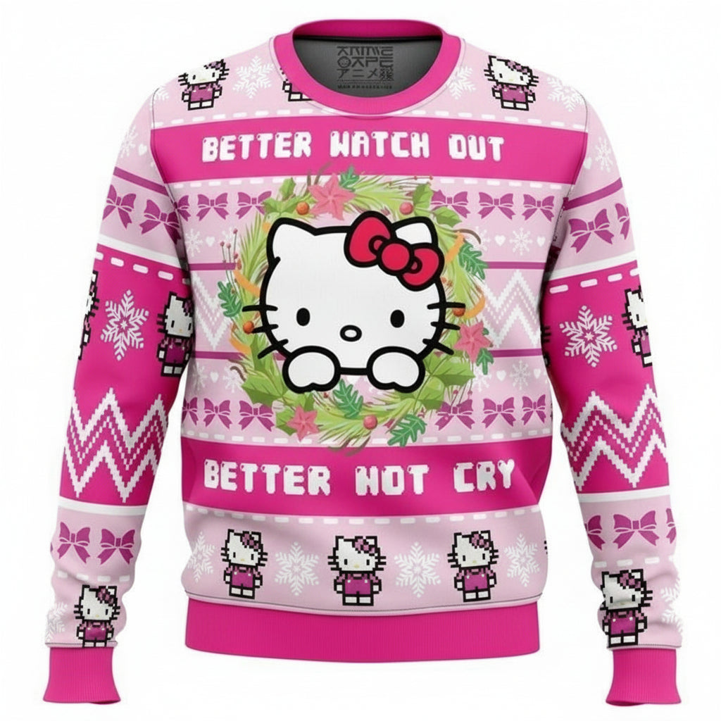 Better Watch Out Disney Hello Kitty 3d Ugly Christmas Sweater ? Usalast
