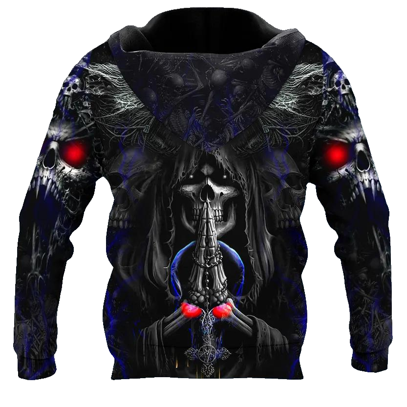Werewolves Pray Death Skull 3D All Over Print Hoodie -Moonbestprint