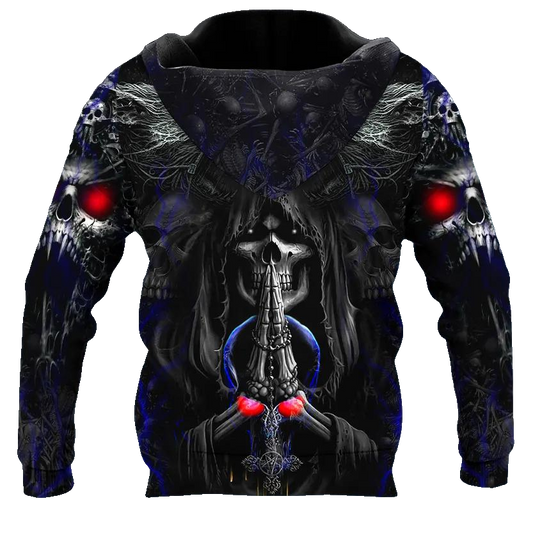 Werewolves Pray Death Skull 3D All Over Print Hoodie -Moonbestprint
