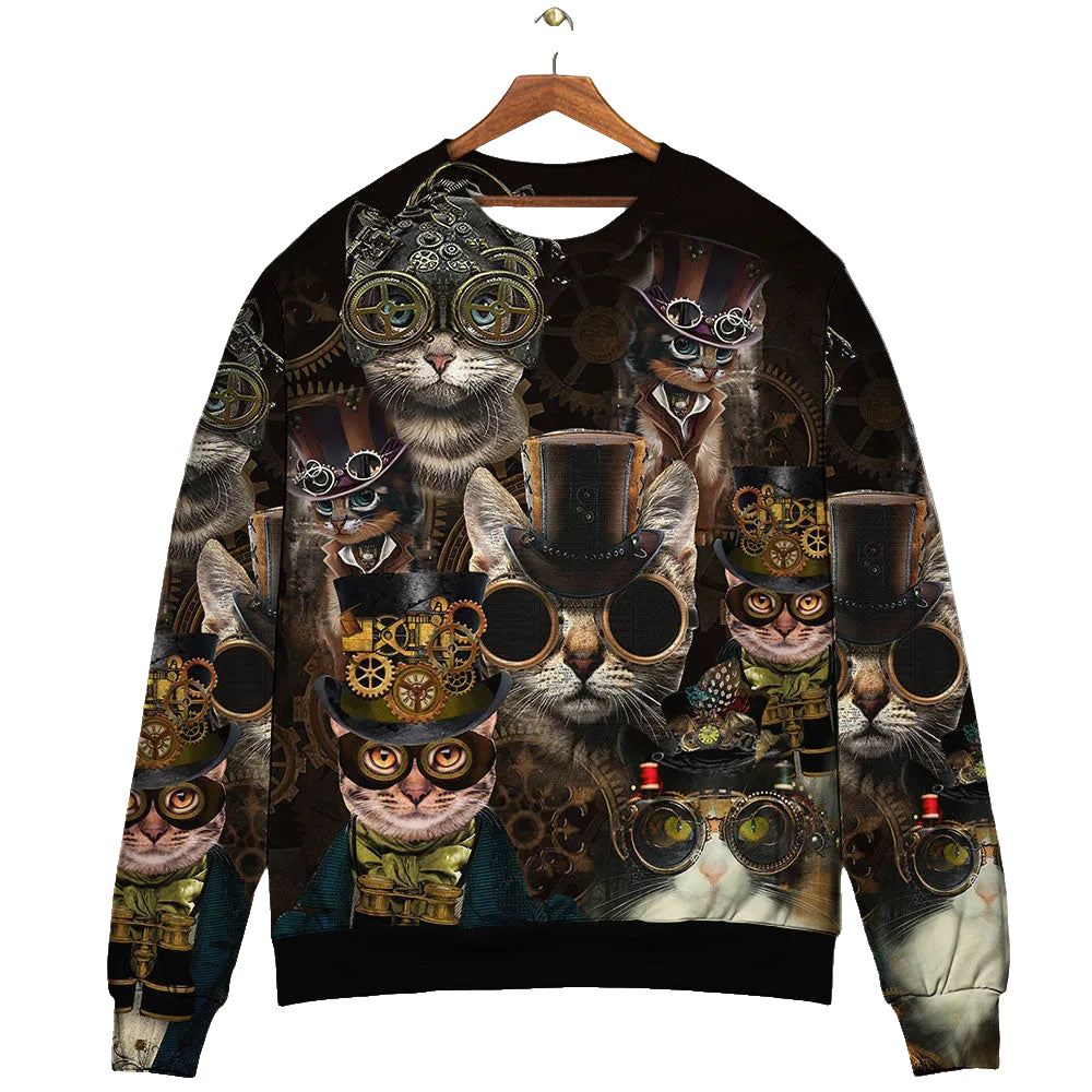 Cat Steampunk Art Machines Lover Ugly Christmas Sweaters – Moonbestprint