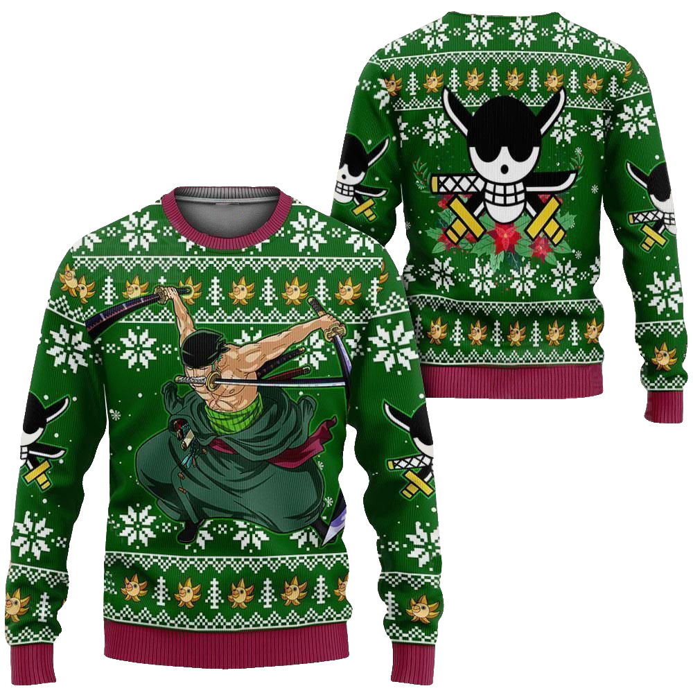 Zoro Anime Xmas Gift One Piece Ugly Sweater – Moonbestprint