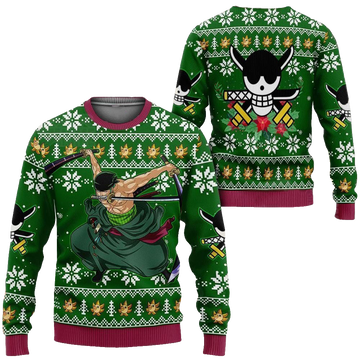 Zoro Anime Xmas Gift One Piece Ugly Sweater – Moonbestprint
