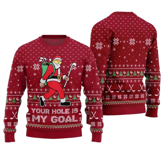 Your Hole Is My Goal Golf Ugly Christmas Sweater - Moonbestprint