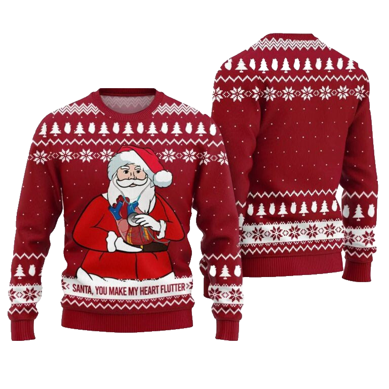 You Make My Heart Flutter Ugly Christmas Sweater Red – Moonbestprint