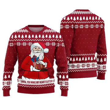 You Make My Heart Flutter Ugly Christmas Sweater Red – Moonbestprint