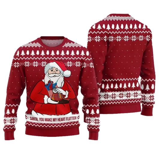 You Make My Heart Flutter Ugly Christmas Sweater Red – Moonbestprint