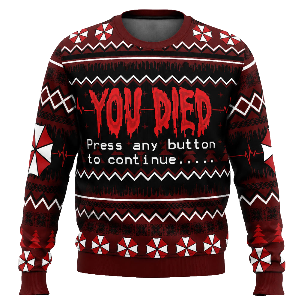 You Died Press Any Button To Continue Halloween 2026 Ugly Sweater – Moonbestprint