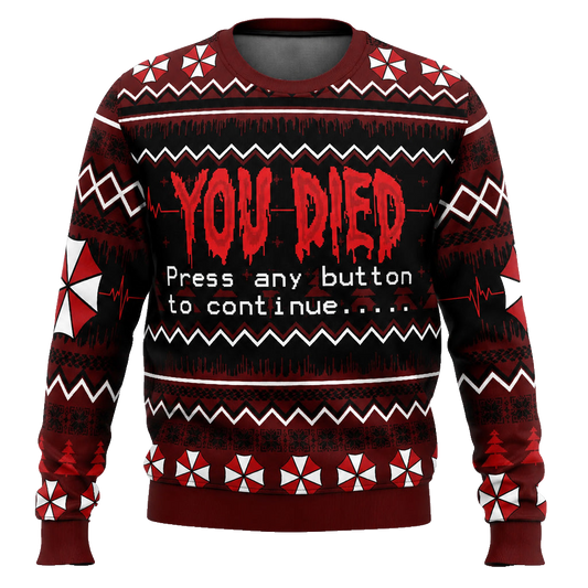 You Died Press Any Button To Continue Halloween 2026 Ugly Sweater – Moonbestprint