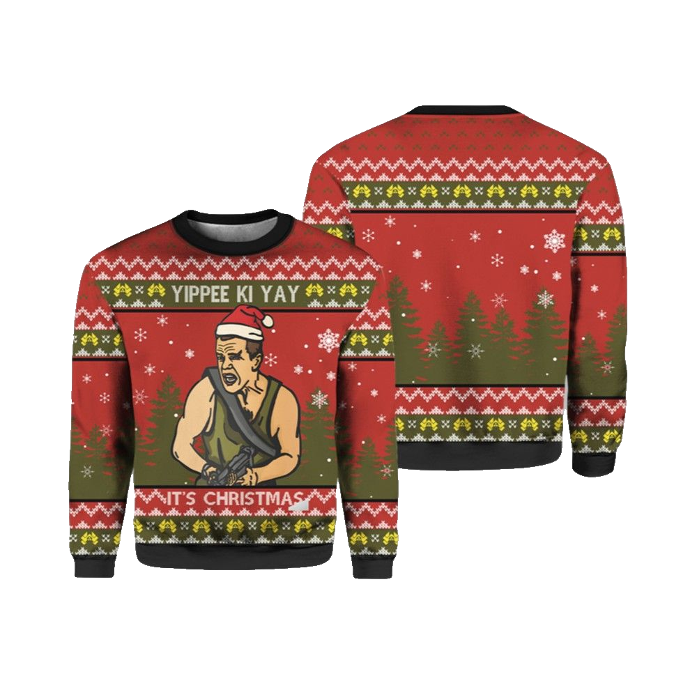 Yippee Ki Yay It's Christmas Die Hard Ugly Christmas Sweater - Moonbestprint