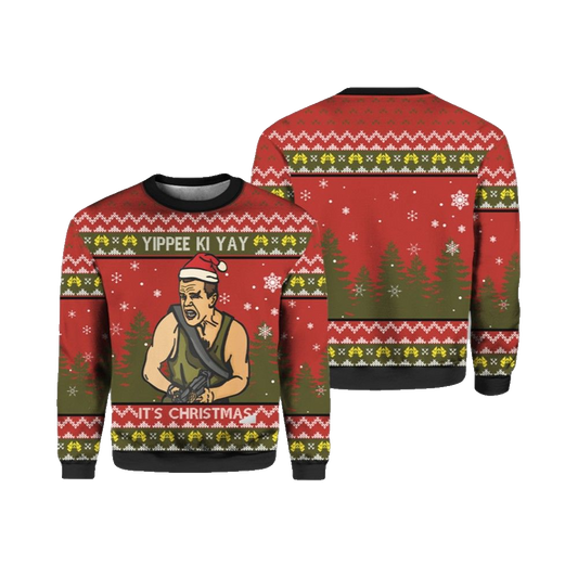 Yippee Ki Yay It's Christmas Die Hard Ugly Christmas Sweater - Moonbestprint