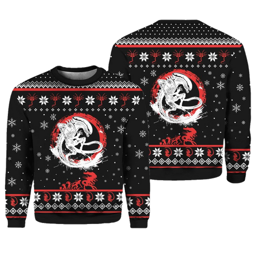 Xenomorph Alien Christmas Ugly Sweater - Moonbestprint