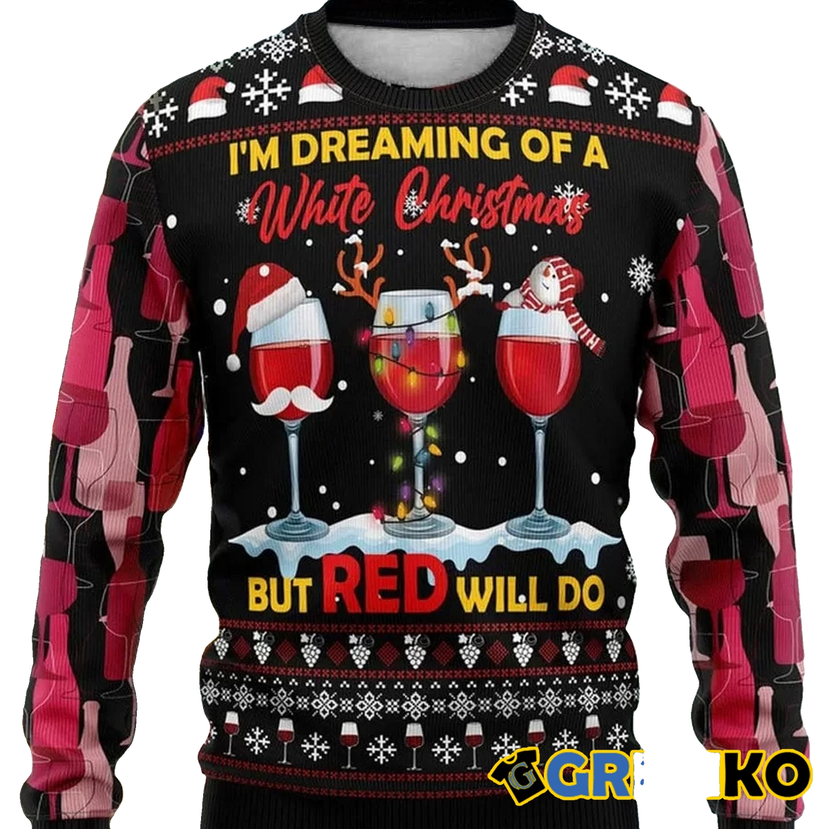 Wine Red Christmas Ugly Christmas Sweater - Moonbestprint
