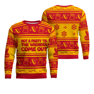 Wienerschnitzel Not A Party 'Til The Wieners Come Out Ugly Christmas Sweater – Moonbestprint