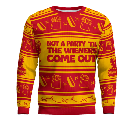 Wienerschnitzel Not A Party 'Til The Wieners Come Out Ugly Christmas Sweater – Moonbestprint