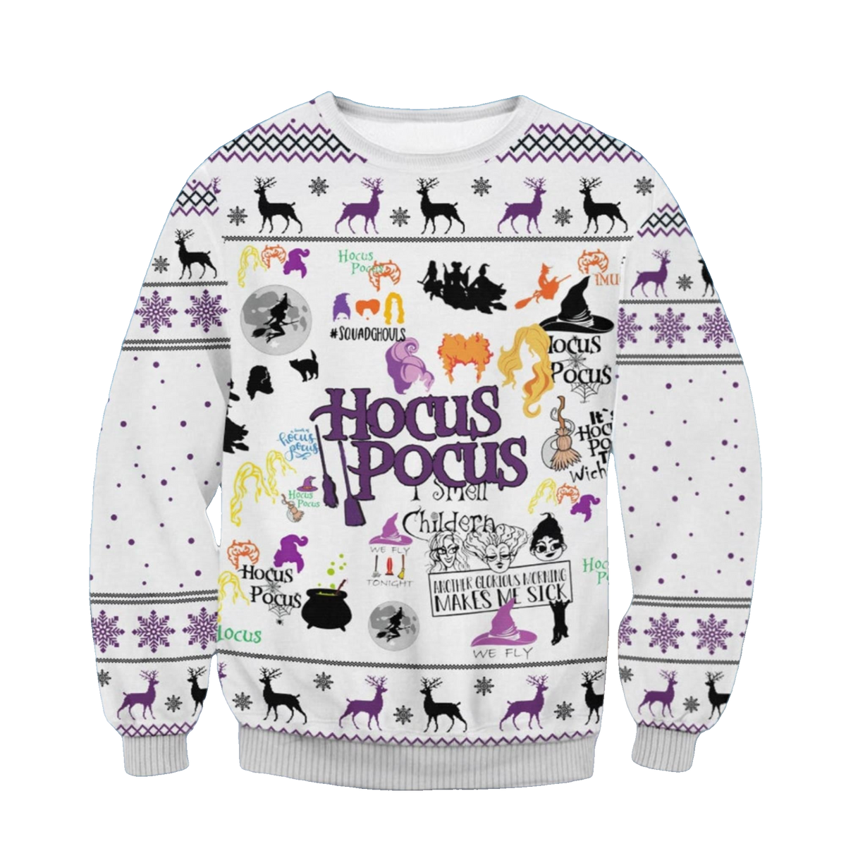 White Make Me Sick Hocus Pocus Ugly Christmas Sweater - Moonbestprint
