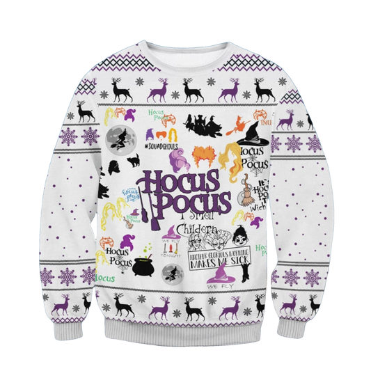 White Make Me Sick Hocus Pocus Ugly Christmas Sweater - Moonbestprint