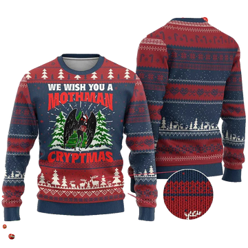 We Wish You A Mothman Cryptmas Ugly Christmas Sweater - Moonbestprint