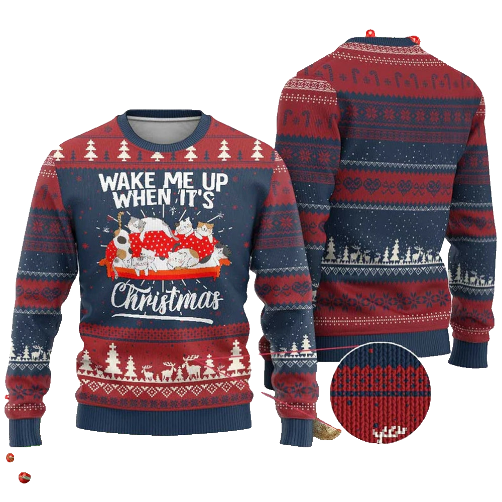 Wake Me Up When It's Ugly Christmas Sweater - Moonbestprint