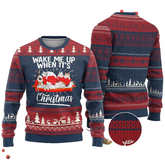 Wake Me Up When It's Ugly Christmas Sweater - Moonbestprint