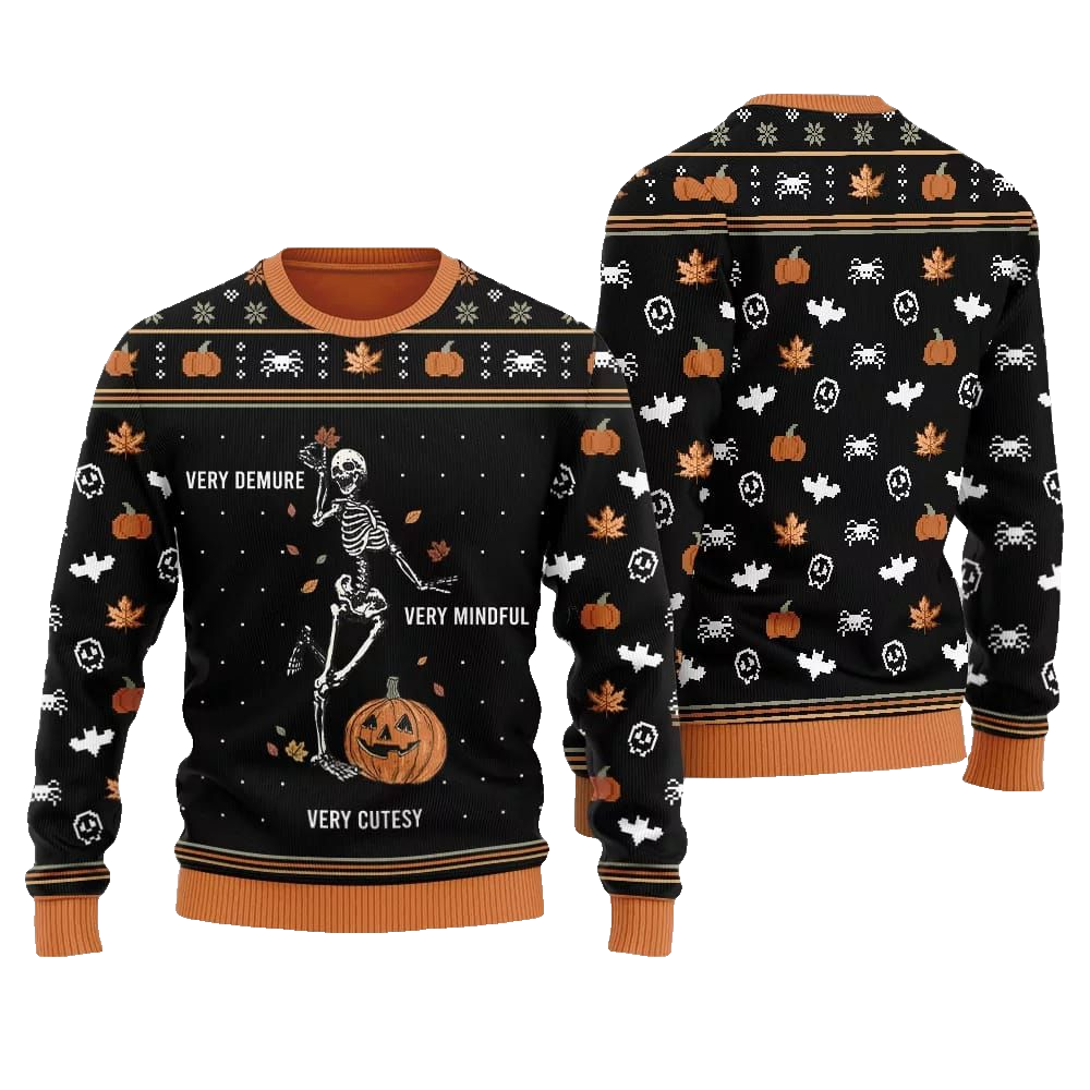 Very Demure Skeleton Ugly Sweater Christmas 2026 - Moonbestprint