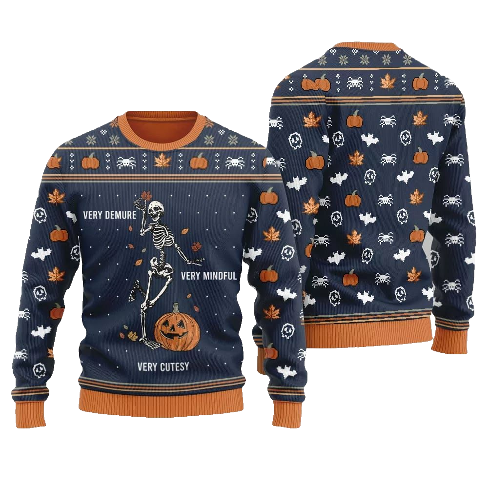 Very Demure Skeleton Ugly Sweater Christmas 2026 - Moonbestprint