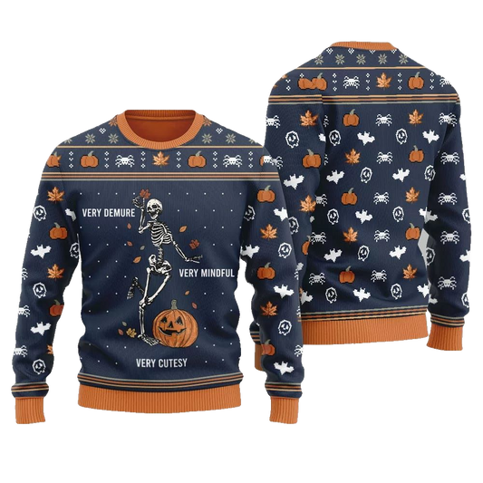 Very Demure Skeleton Ugly Sweater Christmas 2026 - Moonbestprint
