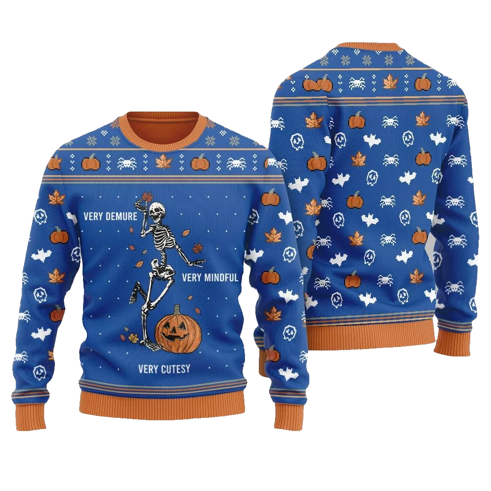 Very Demure Skeleton Ugly Sweater Christmas 2026 - Moonbestprint