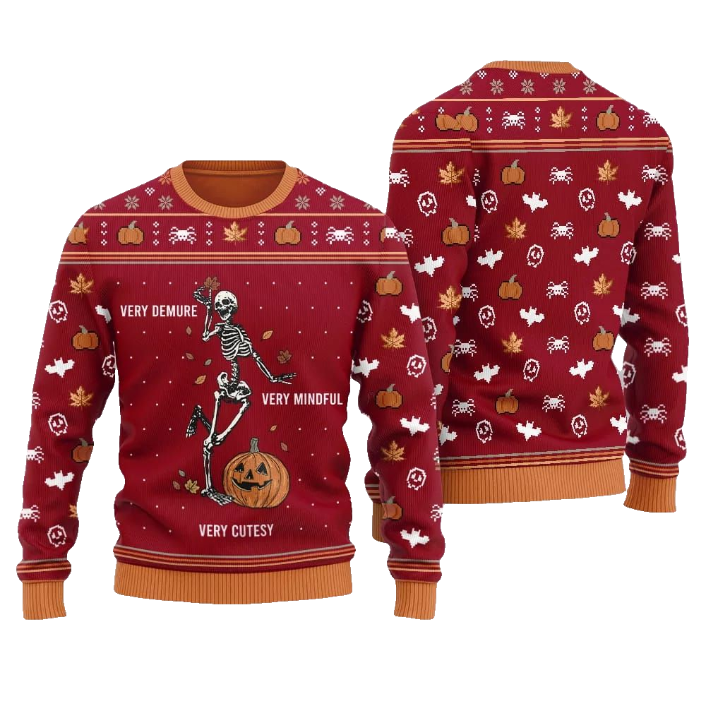 Very Demure Skeleton Ugly Sweater Christmas 2026 - Moonbestprint